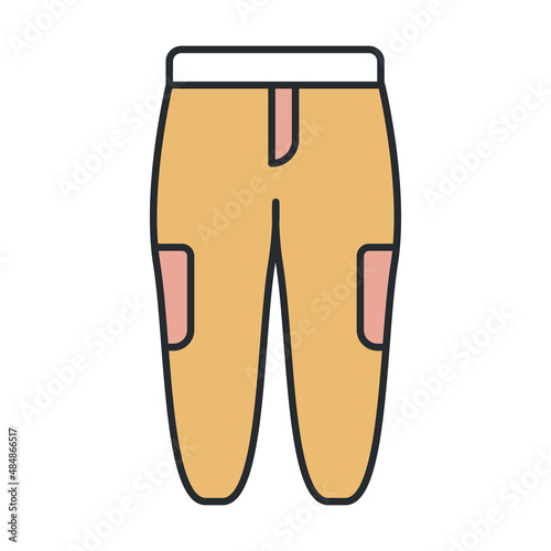 chinos pants icon from clothes collection. Thin outline chinos pants, pants, clothing detailed offset lineal color icon isolated on white background. Line vector chinos pants sign, symbol for web and