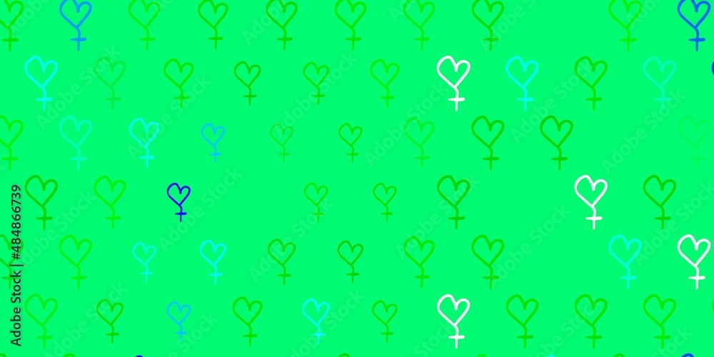 Light Green vector pattern with feminism elements.