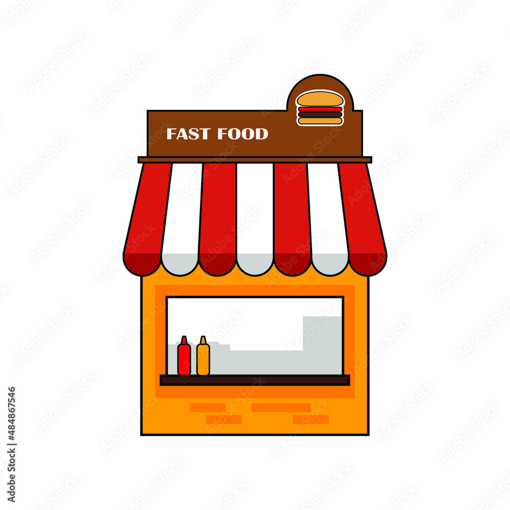 flat design. illustration of a convenience store with a minimalist design and has an orange color on the outside flat design. illustration of a convenience store with a minimalist design and has an orange color on the outside