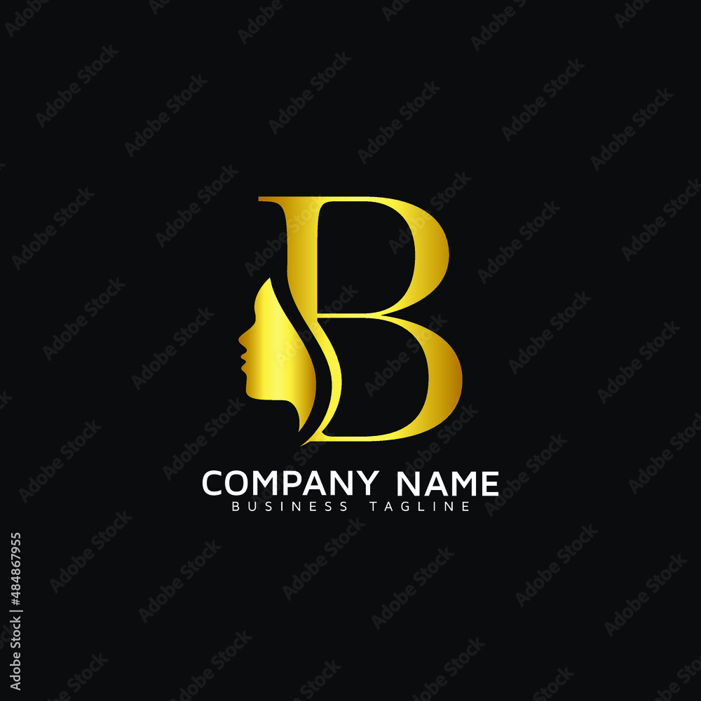 B Letter Beauty Face initial B luxury beauty queen woman face logo ...