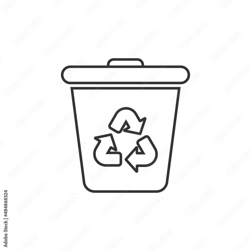 Garbage bin icon in flat style. Recycle vector illustration on white isolated background. Trash basket sign business concept. Garbage bin icon in flat style. Recycle vector illustration on white isolated background. Trash basket sign business concept.