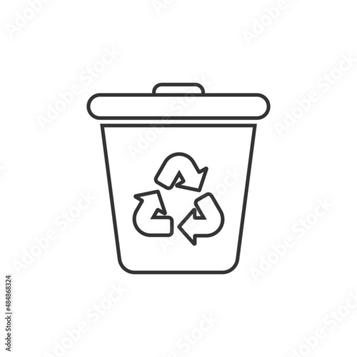 Garbage bin icon in flat style. Recycle vector illustration on white isolated background. Trash basket sign business concept.