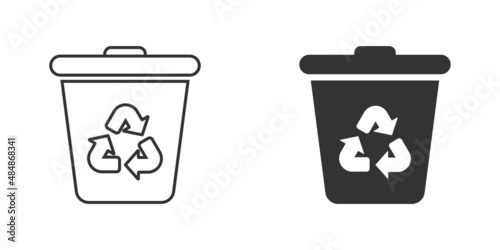 Garbage bin icon in flat style. Recycle vector illustration on white isolated background. Trash basket sign business concept.