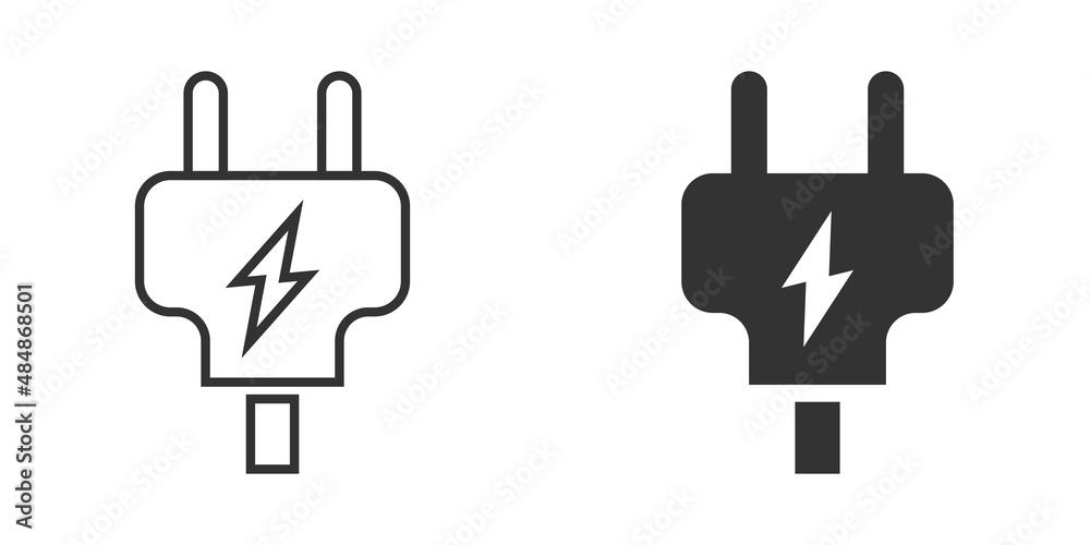Electric plug icon in flat style. Power adapter vector illustration on white isolated background. Electrician sign business concept. Electric plug icon in flat style. Power adapter vector illustration on white isolated background. Electrician sign business concept.