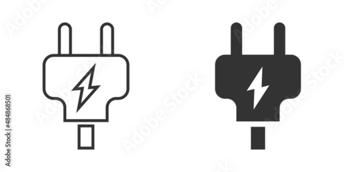 Electric plug icon in flat style. Power adapter vector illustration on white isolated background. Electrician sign business concept.