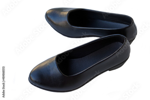 Obraz na plátně Black shoes for woman isolated on white background