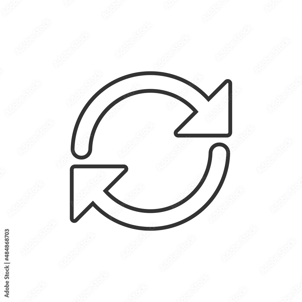 Recycle icon in flat style. Reuse vector illustration on white isolated background. Recycling sign business concept. Recycle icon in flat style. Reuse vector illustration on white isolated background. Recycling sign business concept.