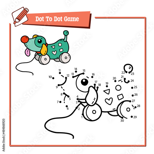 Vector illustration educational game of dot to dot puzzle with doodle sorter for children