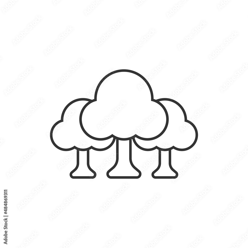 Tree icon in flat style. Forest vector illustration on white isolated background. Plant sign business concept.