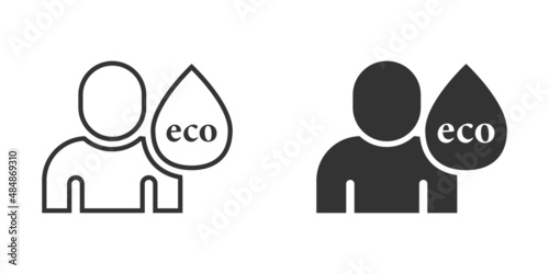 People healthy life icon in flat style. Water drop vector illustration on white isolated background. Organic ecosystem sign business concept.