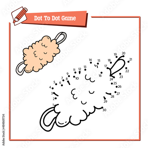 Vector illustration educational game of dot to dot puzzle with doodle washcloth for children