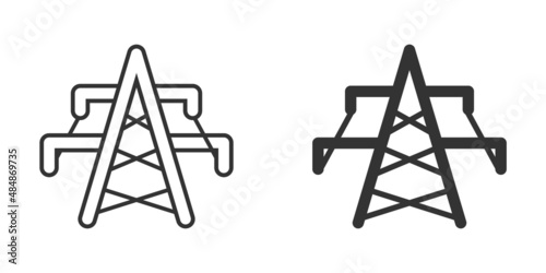 Electric tower icon in flat style. Power station vector illustration on white isolated background. High voltage sign business concept.