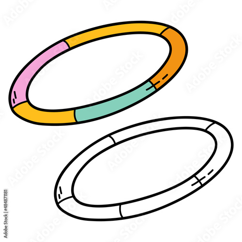 Vector illustration coloring page of doodle hula hoop for children and scrap book