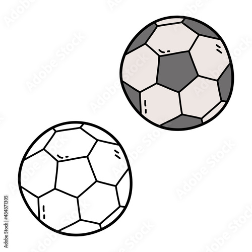 Vector illustration coloring page of doodle football ball for children and scrap book