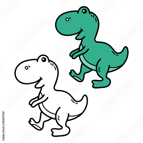 Vector illustration coloring page of doodle dinosaur for children and scrap book © boyusya