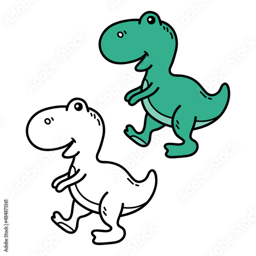 Vector illustration coloring page of doodle dinosaur for children and scrap book