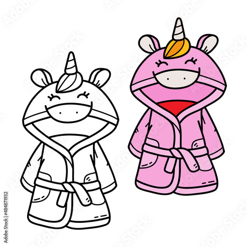 Vector illustration coloring page of doodle bathrobe for children and scrap book
