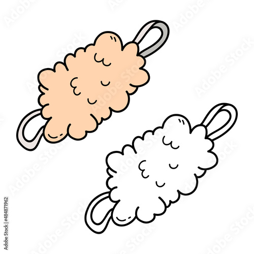 Vector illustration coloring page of doodle washcloth  for children and scrap book