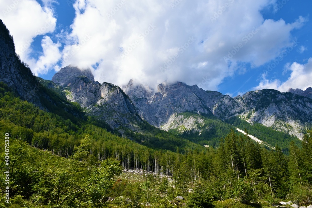 View of mountain above Vrata valley in Julian alps, Slovenia