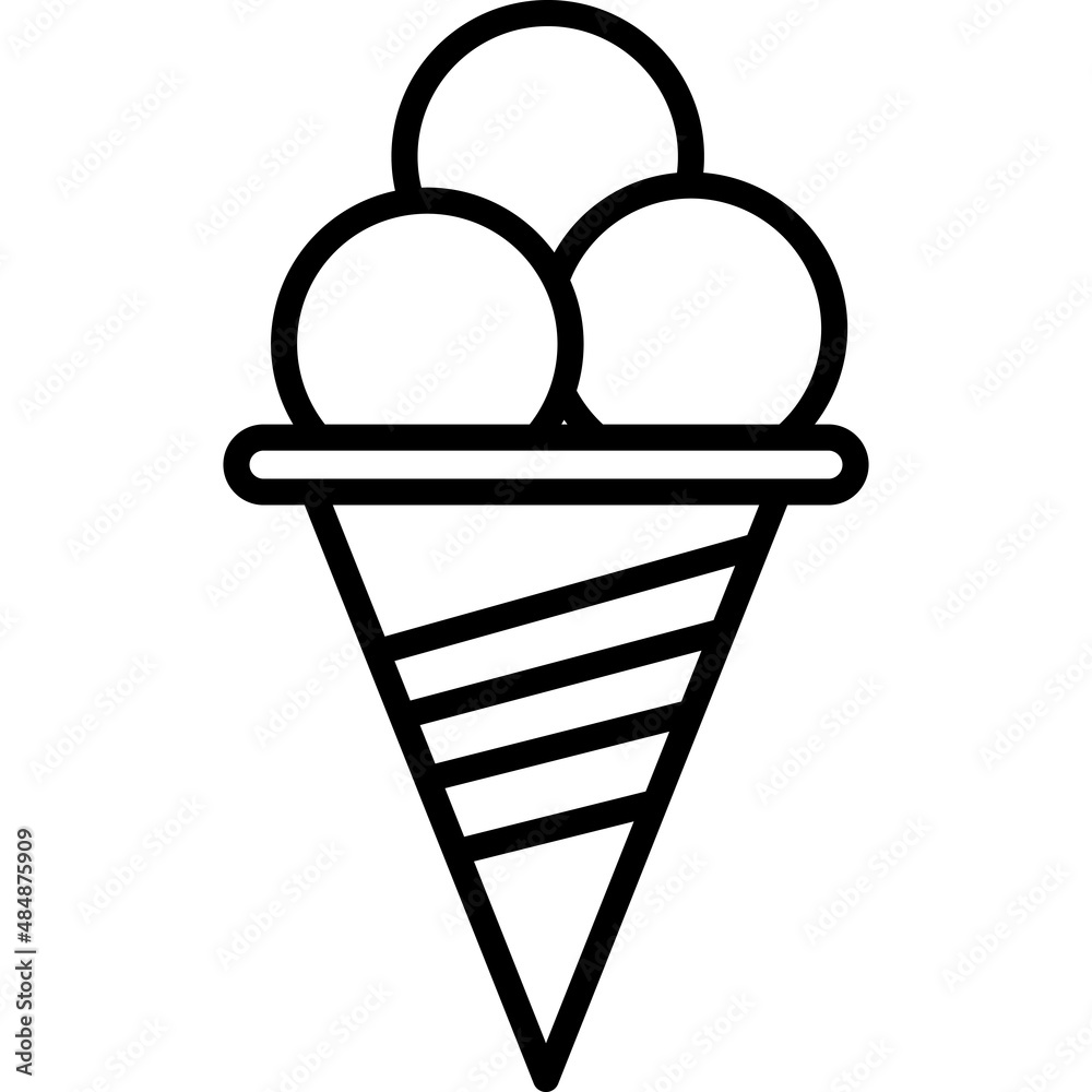 Ice Cream In Cone Outline Icon Food Vector Ice Cream In Cone Outline Icon Food Vector