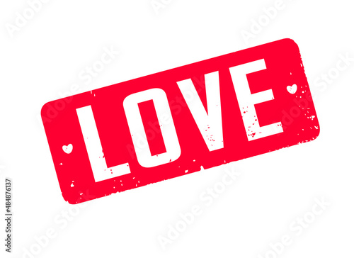 Stamp and text ILOVE. RED  VECTOR ILLUSTRATION. photo