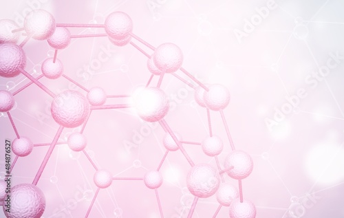 Colored molecule or chromosome on background for cosmetics products