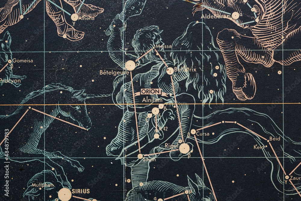mapa nieba- gwiazdy i zoodiak - obrazy, fototapety, plakaty 