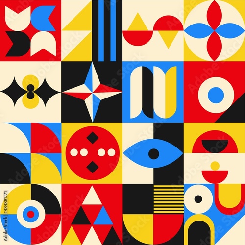 Geometric pattern or background in neo geo style. Neo geo pattern for poster, cover, brochure, print  and web design. 