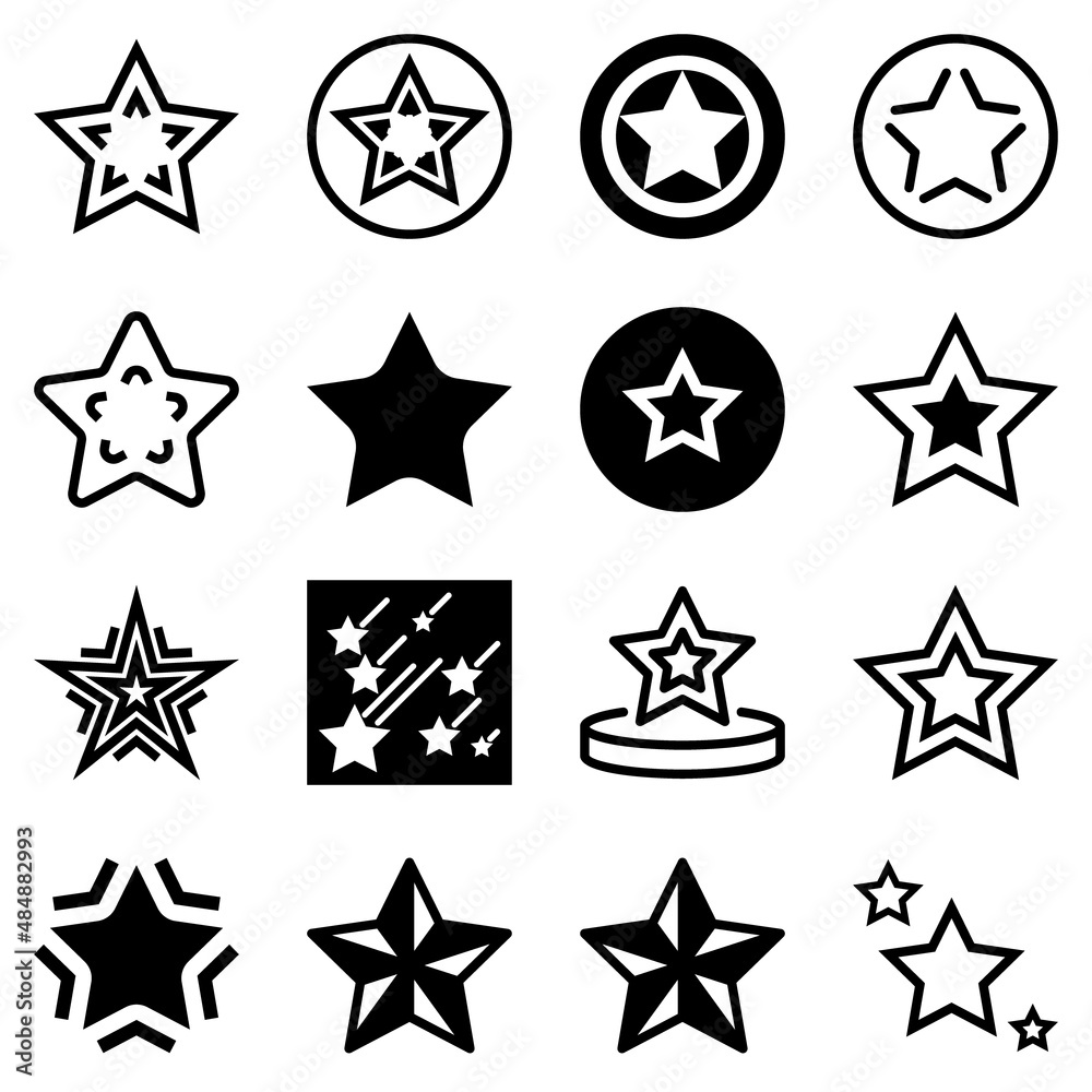 Stars Flat Icon Set Isolated On White Background Stars Flat Icon Set Isolated On White Background