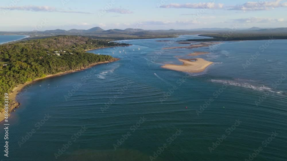 1770, Seventeen Seventy Near Eurimbula In Gladstone - Coral Sea In QLD, Australia. - aerial pullback 1770, Seventeen Seventy Near Eurimbula In Gladstone - Coral Sea In QLD, Australia. - aerial pullback