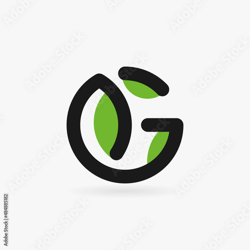 letter g leaf vector logo design template