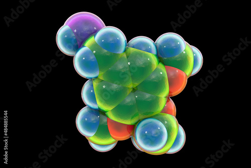 Photography Mescaline molecule, a natural hallucinogenic substance present in the flesh of s