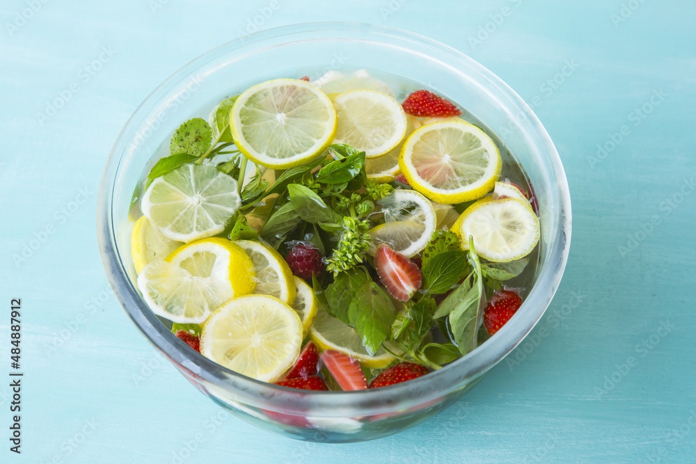 Infused water with fresh organic fruits Infused water with fresh organic fruits