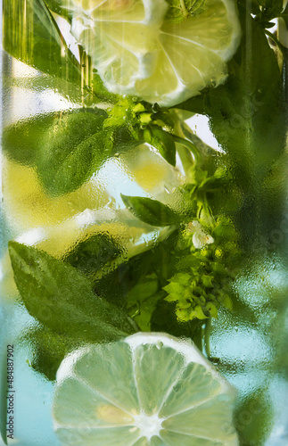 Fresh infused water made with organic citruses photo