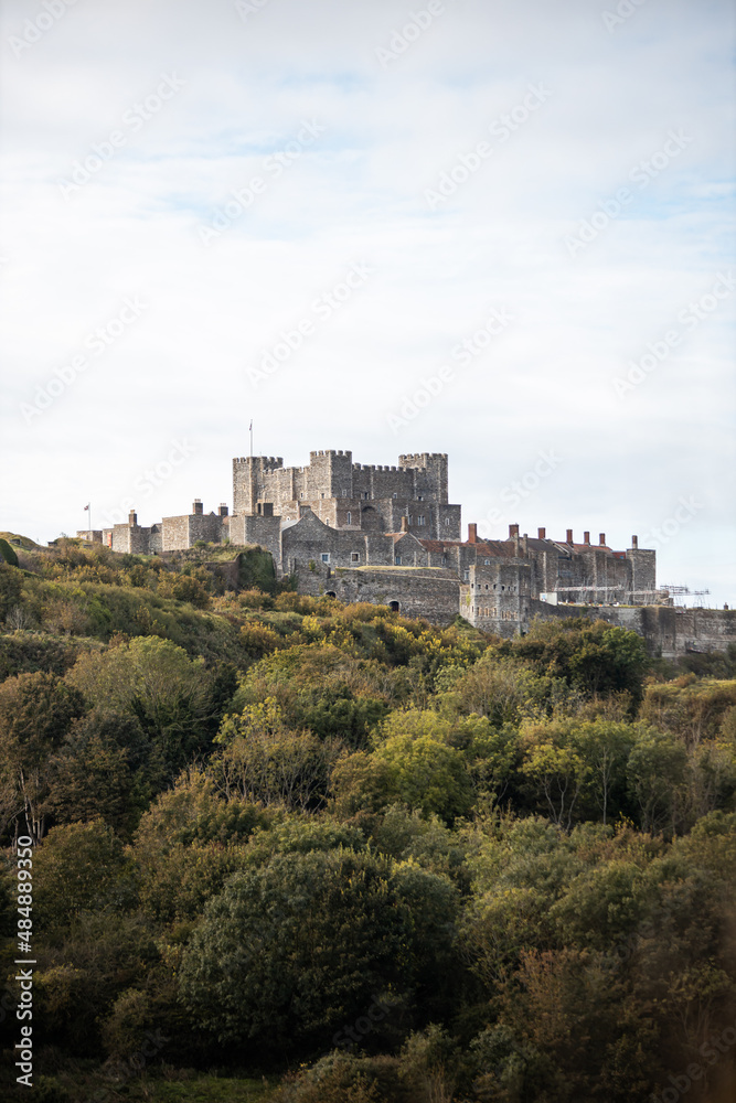 Dover Castle. The most iconic of all English fortresses. English castle on top of the hill.