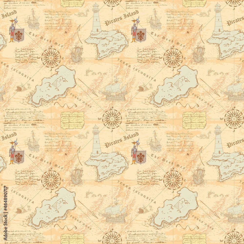 vector image of ancient nautical chart of sea routes of medieval ships vector image of ancient nautical chart of sea routes of medieval ships