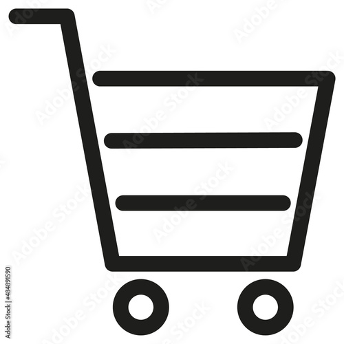 Ikona wózek na zakupy. Grafika wektorowa na stronę internetową. 