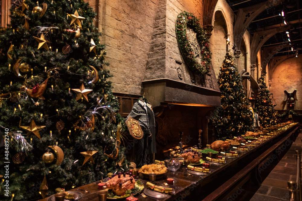 Naklejka premium Hogwarts at Christmas at the Making of Harry Studio Tour, UK