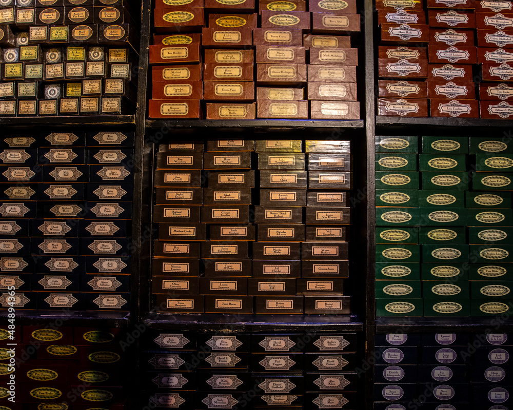 Fototapeta premium Wand Boxes at the Making of Harry Potter Studio Tour, UK