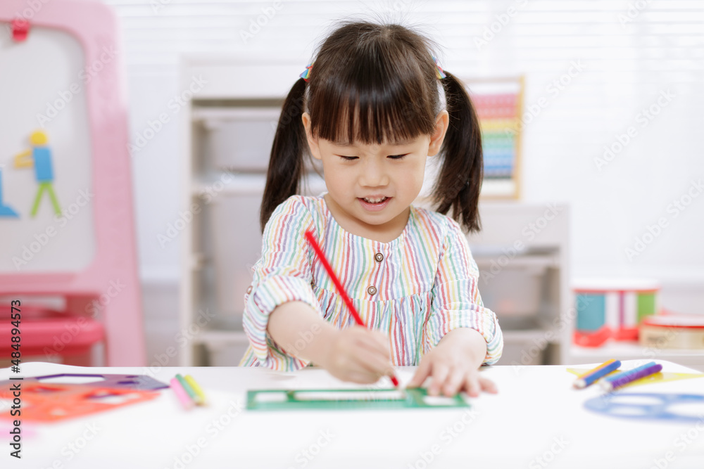 young girl practice drawing different shapes for homeschooling young girl practice drawing different shapes for homeschooling