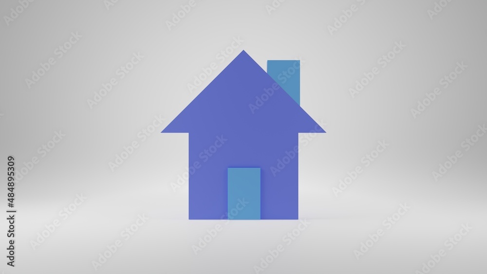 Minimal house isolated 3d rendering. Living blue home style. Minimal house isolated 3d rendering. Living blue home style.