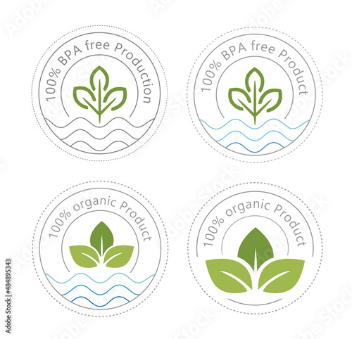 Bio eco logo icon vector set