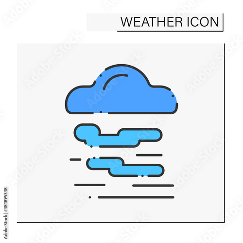 Fog color icon. Haze. Mist weather. Hazed sky with clouds. Weather forecast. Weather concept. Isolated vector illustration