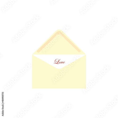 Envelope with love letter Valentine's day.