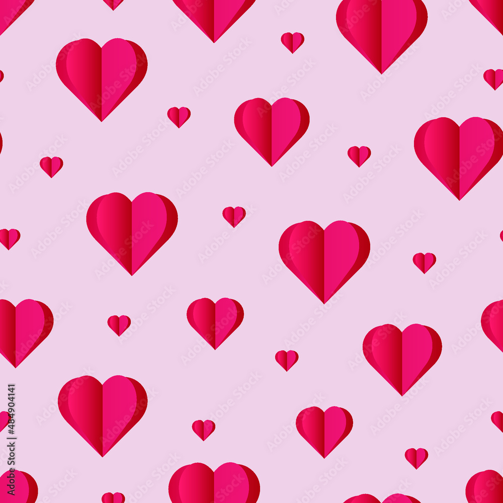 Seamless pattern with different hearts