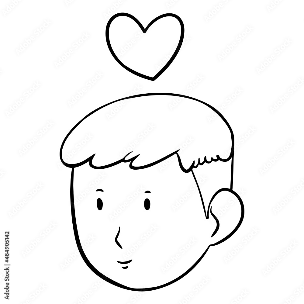 cute Boy face hand drawn Doodle Outline design