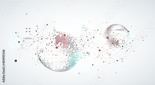 Abstract technology sphere background. Global network concept.