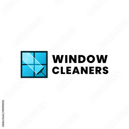 window cleaning company logo template with the shape of a window being wiped.
