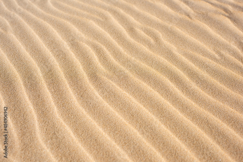 Diagonal ripples in a yellow sand natural textured background. © TheYDP