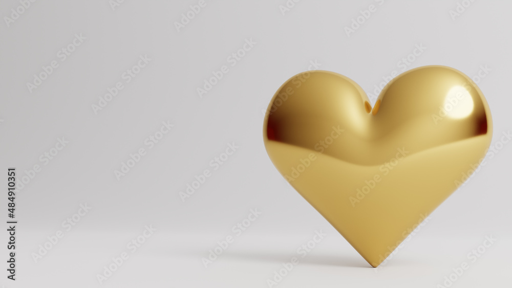 SIngle gold heart isolated on white background. Valentine's Day 3d illustration - rendering SIngle gold heart isolated on white background. Valentine's Day 3d illustration - rendering